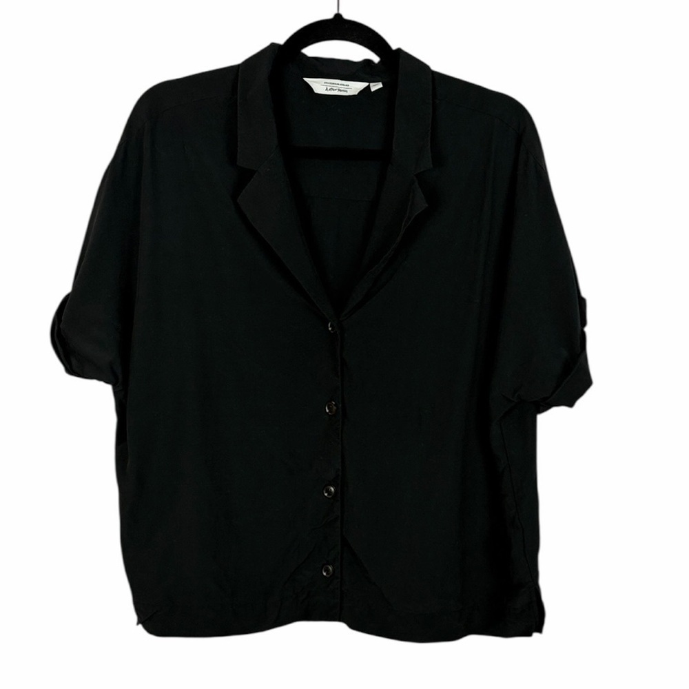 & Other Stories Black Modal Button Up Blouse Size 10 Relaxed Fit Classic